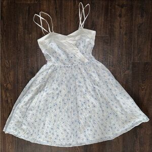 Anthropologie Girls From Savoy Charming White and Blue Floral Cotton Dress NWT